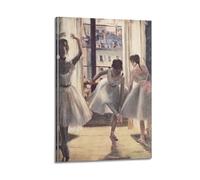 QZXV Edgar Degas Painter Works《Three Dancers in An Exercise Hall》Printed Posters Poster Canvas Wall Art Decor Living Room Modern Family Bedroom 12x18inch(30x45cm) Frame-style