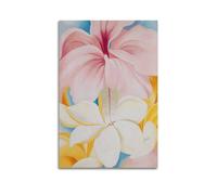 QZXV Georgia O'Keeffe Modernist Artist Painter《Hibiscus with Plumeria》Artworks Posters Poster Canvas Wall Art Decor Living Room Modern Family Bedroom 12x18inch(30x45cm) Unframe-style