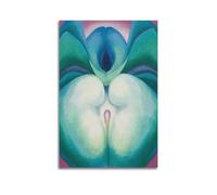 QZXV Georgia O'Keeffe Modernist Artist Painter《White & Blue Flower Shapes》Artworks Posters Poster Canvas Wall Art Decor Living Room Modern Family Bedroom 08x12inch(20x30cm) Unframe-style