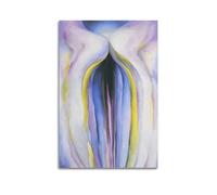 QZXV Gray Lines with Black, Blue, And Yellow - by Georgia O'Keeffe Painting Art Posters Poster Canvas Wall Art Decor Living Room Modern Family Bedroom 24x36inch(60x90cm) Unframe-style