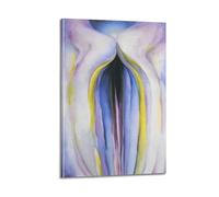 QZXV Gray Lines with Black, Blue, And Yellow - by Georgia O'Keeffe Painting Art Posters Poster Canvas Wall Art Decor Living Room Modern Family Bedroom 12x18inch(30x45cm) Frame-style