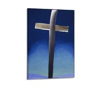 QZXV Grey Cross with Blue - by Georgia O'Keeffe Painting Art Posters Poster Canvas Wall Art Decor Living Room Modern Family Bedroom 12x18inch(30x45cm) Frame-style