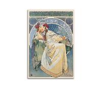 QZXV Hyacinth Princess Poster of Alphonse Mucha Canvas Wall Art Decor Living Room Modern Family Bedroom 16x24inch(40x60cm) Unframe-style