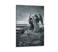 QZXV Jacob Wrestling with The Angel by Gustave Dore Art Poster Canvas Wall Art Decor Living Room Modern Family Bedroom 20x30inch(50x75cm) Frame-style