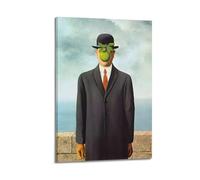 QZXV Oil Painting Poster Surrealism Rene Magritte The Son of Man Canvas Wall Art Decor Living Room Modern Family Bedroom 08x12inch(20x30cm) Frame-style