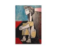 QZXV Portrait of Jacqueline Roque with Her Hands Crossed by Pablo Picasso Great Works Print Poster Canvas Wall Art Decor Living Room Modern Family Bedroom 08x12inch(20x30cm) Unframe-style