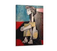 QZXV Portrait of Jacqueline Roque with Her Hands Crossed by Pablo Picasso Great Works Print Poster Canvas Wall Art Decor Living Room Modern Family Bedroom 24x36inch(60x90cm) Frame-style