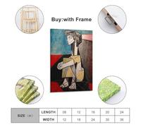 QZXV Portrait of Jacqueline Roque with Her Hands Crossed by Pablo Picasso Great Works Print Poster Canvas Wall Art Decor Living Room Modern Family Bedroom 16x24inch(40x60cm) Frame-style
