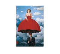 QZXV Rene Magritte Famous Painting Poster - Woman on Umbrella Canvas Wall Art Decor Living Room Modern Family Bedroom 20x30inch(50x75cm) Unframe-style