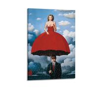 QZXV Rene Magritte Famous Painting Poster - Woman on Umbrella Canvas Wall Art Decor Living Room Modern Family Bedroom 16x24inch(40x60cm) Frame-style