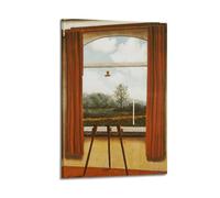 QZXV Rene Magritte Painting Poster The Human Condition Canvas Wall Art Decor Living Room Modern Family Bedroom 20x30inch(50x75cm) Frame-style