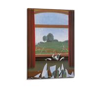 QZXV Rene Magritte Painting Poster The Key to The Fields Canvas Wall Art Decor Living Room Modern Family Bedroom 16x24inch(40x60cm) Frame-style