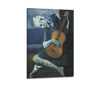 QZXV The Great Painter Pablo Picasso ''Old Guitarist'' Decorative Art Poster Canvas Wall Art Decor Living Room Modern Family Bedroom 24x36inch(60x90cm) Frame-style