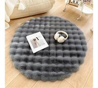 QZYGWCS Round Rabbit Plush Rug,Faux Rabbit Fur Anti Slip Carpets,Modern Fluffy Shaggy Circle Floor Mats For Kids Teen Girls Room Nursery Living Room (Gray, 80CM)