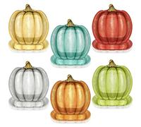 QZYL 50 PCS Thanksgiving Plates, 9.6" X 9.4" Paper Pumpkin Party Plate, 6 Designs Round Thanksgiving Table Decorations, Disposable Autumn Dinnerware for Fall Harvest Banquet Party Supply