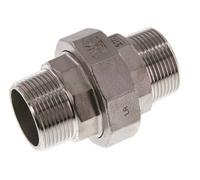 R 1 1/4'' Stainless steel Double Nipple 3-pieces with Conically sealing 16 Bar