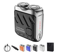 R-12 Luggage Electric Shaver, Mini Electric Rotary Dual Ring Pocket Shave, Dry and Wet Waterproof Portable Shavers for Men, USB Rechargeable for Home Travel Business (Black)