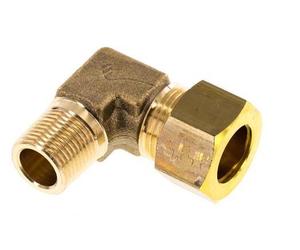 R 3/8'' Male x 15mm Brass 90 deg Elbow Compression Fitting 82 Bar DIN EN 1254-2