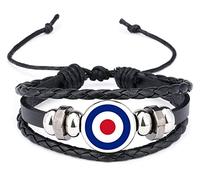 R.A.F. Target Bullseye Military Black Leather Bracelet And Velvet Gift Bag