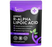 R-Alpha Lipoic Acid R-ALA 600mg Per Serving 120 Capsules High Strength Antioxidant Supplement, Contains Only the R Form, Non-GMO, UK Manufactured to GMP Standards