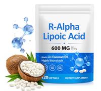 R-Alpha Lipoic Acid Softgels with Coconut Oil, 600mg Per Serving, Oil-Based Formula, Non-GMO, Gluten & Dairy Free, Lab Tested Food Supplement,120 Softgels