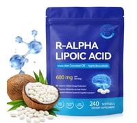 R-Alpha Lipoic Acid Softgels with Coconut Oil, 600mg Per Serving, Oil-Based Formula, Non-GMO, Gluten & Dairy Free, Lab Tested Food Supplement,240 Softgels