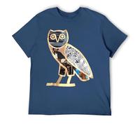 R&B Hip-Hop Music Graphic Tee, Vintage Owl Logo Design, 2010s Rap Inspired Streetwear Men's T-Shirt Navy-Style 5XL