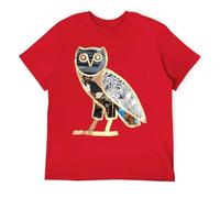 R&B Hip-Hop Music Graphic Tee, Vintage Owl Logo Design, 2010s Rap Inspired Streetwear Men's T-Shirt Red-Style 6XL