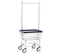 R&B Wire™ 100E58KD Commercial Wire Laundry Cart with Double Pole Rack, 2.5 Bushel, Chrome