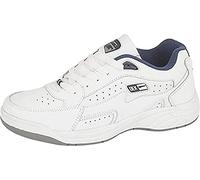 R DEK, T187G-14 'Orleans' Mens Wider Fitting Leather Trainers Lace-up, Non Marking Sole White Size 14 UK