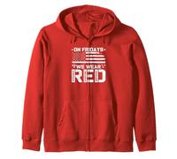 R.E.D On Fridays We Wear Red US Flag Military Remember Zip Hoodie