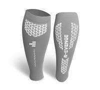 R-EVENGE Tubular Calf with Silicone Inserts, Heat Regulating Carbon Fibres, Muscle Support for Running, Tennis, Basketball, Crossfit (Light Grey, L>h 1.76m)