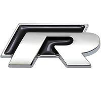 R Front Rear Badge Emblems Front Grille Bumper Rear Trunk Emblem - 3D Metal Nameplate Car Decal Logo Sticker Auto Accessories Fit For Passat Golf R Logo(Size:Rear,Color:black/Silver)