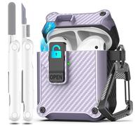 R-fun Compatible with AirPods 2nd Generation 2019,1st Gen 2016 Charging Case Cover, Full Drop Protection Auto Pop-Up Lid Compatible with Apple Airpods Case with Cleaner Kit & Keychain,Lavneder