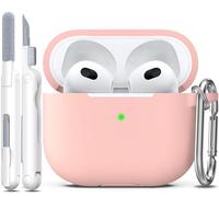 R-fun Compatible with AirPods 3 Case Cover, Soft Silicone Protective Case Compatible with Apple Airpod 3rd Generation 2021 with Cleaner Kit & Keychain, Pine Green