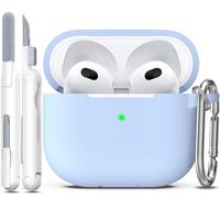 R-fun Compatible with AirPods 3 Case Cover, Soft Silicone Protective Case Compatible with Apple Airpod 3rd Generation 2021 with Cleaner Kit & Keychain, Milk tea