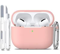 R-fun Compatible with AirPods Pro 1st Generation Protective case with cleaning Kit, full silicone protection for Apple AirPods Pro 2019 charging case[Front LED Visible],Sand Pink