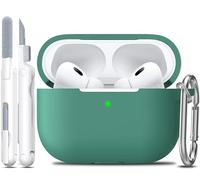 R-fun Compatible with AirPods Pro 2nd/1st Generation Case Cover with Cleaning kit, Full Protective Silicone for Apple AirPods Pro 2023/2022/2019 Charging Case[LED anteriore visibile],Pine Green