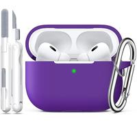 R-fun Compatible with AirPods Pro 2nd/1st Generation Case Cover with Cleaning kit, Full Protective Silicone for Apple AirPods Pro 2023/2022/2019 Charging Case[LED anteriore visibile],Purple