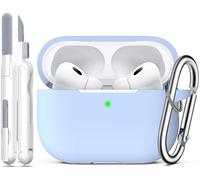 R-fun Compatible with AirPods Pro 2nd/1st Generation Case Cover with Cleaning kit, Full Protective Silicone for Apple AirPods Pro 2023/2022/2019 Charging Case[LED anteriore visibile],Sky Blue
