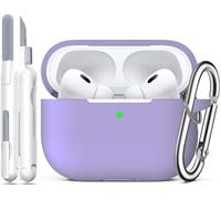 R-fun Compatible with AirPods Pro 2nd/1st Generation Case Cover with Cleaning kit, Full Protective Silicone for Apple AirPods Pro 2023/2022/2019 Charging Case[LED anteriore visibile],Banana violet