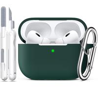R-fun Compatible with AirPods Pro 2nd/1st Generation Case Cover with Cleaning kit, Full Protective Silicone for Apple AirPods Pro 2023/2022/2019 Charging Case[LED anteriore visibile],Forest Green