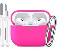 R-fun Compatible with AirPods Pro 2nd/1st Generation Case Cover with Cleaning kit, Full Protective Silicone for Apple AirPods Pro 2023/2022/2019 Charging Case[LED anteriore visibile],Rose Pink