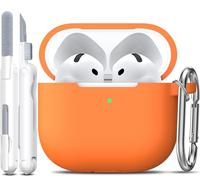 R-fun for AirPods 4 Case & AirPods 5 Case Soft Silicone -Orange | Compatible with Apple AirPods 4th Generation & AirPods 5, Cleaning Kit & Keychain Included, Unisex All-around Protection