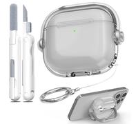 R-fun for Airpods 4 Case with Secure Lock & Cleaning Kit, Shockproof Anti-Drop Music Headset Earphone Protective Case Cover Compatible with Airpods 4,clear black