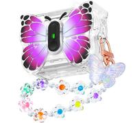 R-fun for AirPods Pro 2 Case Butterfly Artistry - Auto Pop-Up Lid & Kickstand Function, Military-Grade 360° Protection with Beautiful Bracelet & Cleaning Kit for AirPods Pro 2 Gen,Black Rose Red