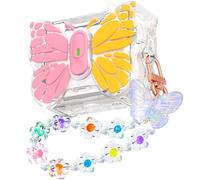 R-fun for AirPods Pro 2 Case Butterfly Artistry - Auto Pop-Up Lid & Kickstand Function, Military-Grade 360° Protection with Beautiful Bracelet & Cleaning Kit for AirPods Pro 2 Gen,Pink Yellow