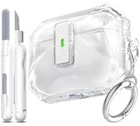 R-fun for AirPods Pro 3 Case (2025) Cover with Cleaning Kit, Military-Grade Shockproof Transparent Non-Yellowing, Auto Pop-Up Lid Design for AirPods Pro 3rd Generation Case, Clear White