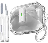 R-fun for AirPods Pro 3 Case (2025) Cover with Cleaning Kit, Military-Grade Shockproof Transparent Non-Yellowing, Auto Pop-Up Lid Design for AirPods Pro 3rd Generation Case, Clear Black