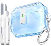 R-fun for AirPods Pro 3 Case (2025) Cover with Cleaning Kit, Military-Grade Shockproof Transparent Non-Yellowing, Auto Pop-Up Lid Design for AirPods Pro 3rd Generation Case, Clear Blue